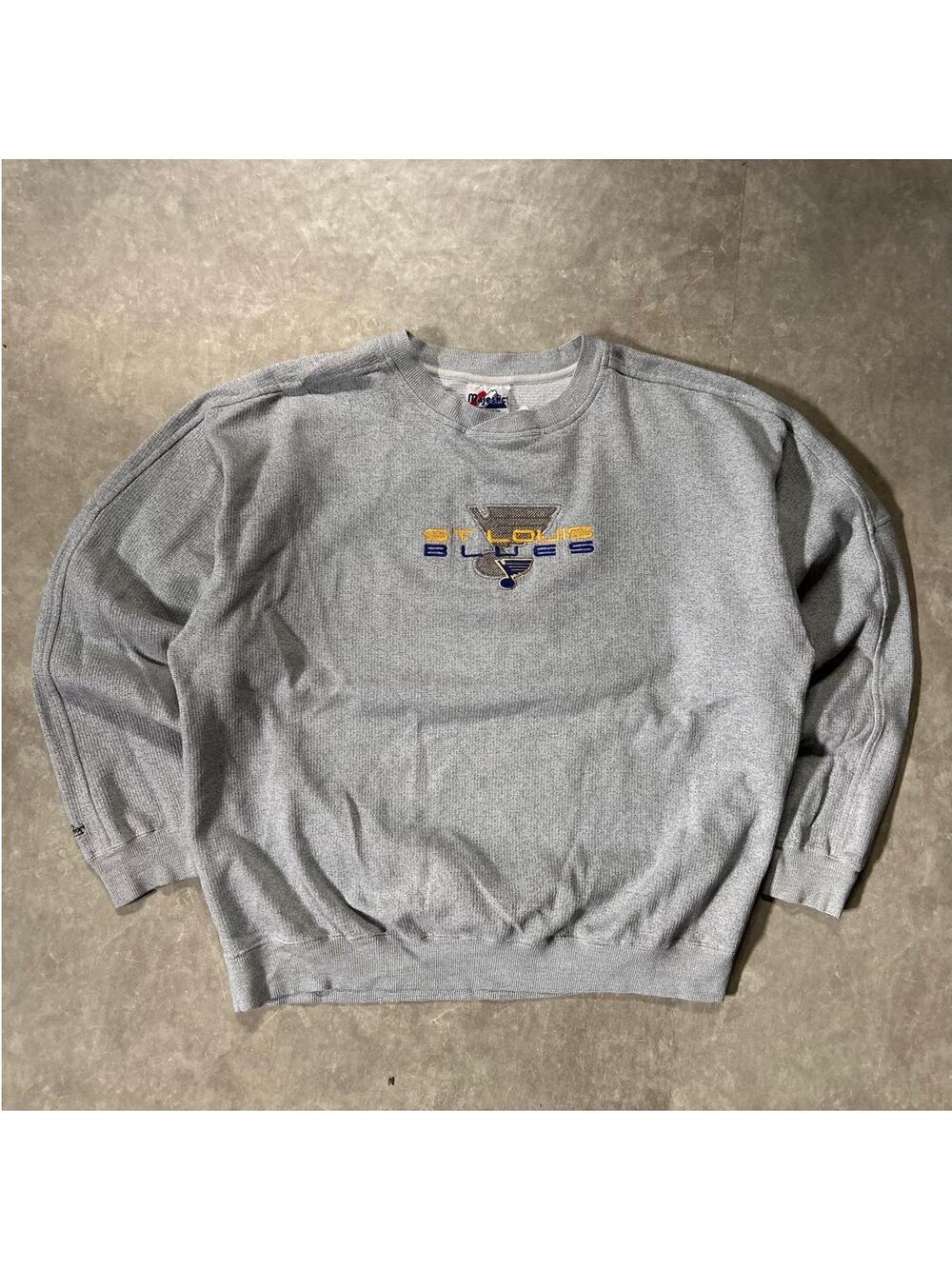 90's Vintage St. Louis Blues Embroidered Grey Crewneck -XL